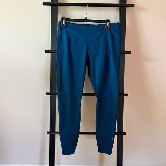 Nike Dri-Fit One Teal Leggings Women’s L Tight Fit Midrise Full Length - Picture 4 of 9